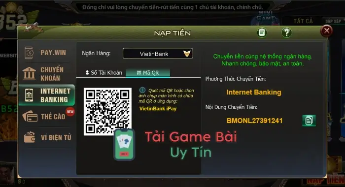 B52 Club - Game bài bom tấn đổi thưởng rút tiền mặt 4 Đa kênh giao dịch nạp và đổi thưởng