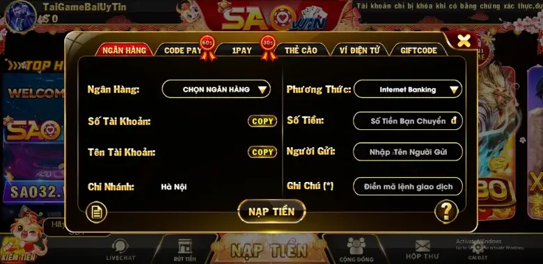 Tải Sao32 Win APK iOS PC - Update link tải phiên bản mới 7 Các kênh giao dịch nạp và rút